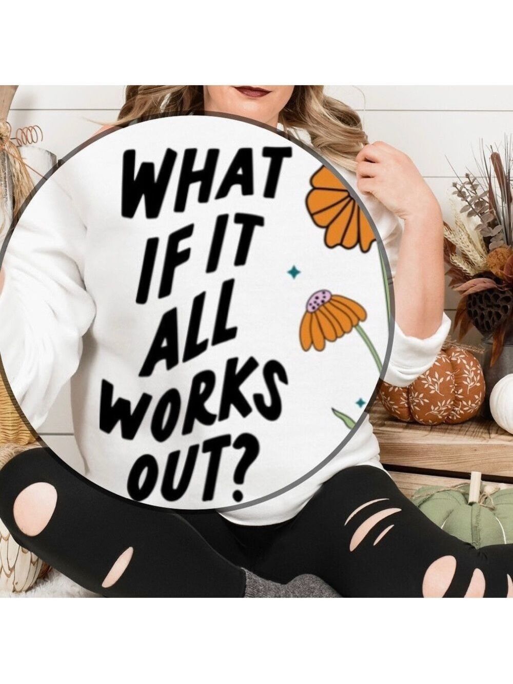 What if it all works out mental health crewneck sweatshirt oversized large - Picture 5 of 11